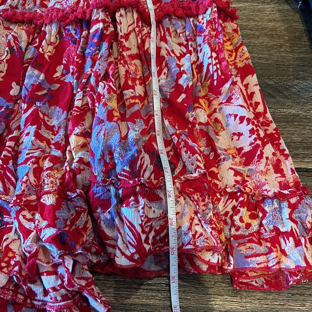 FREE PEOPLE kahlo  Red Floral Boho 2-Piece Halter Top & Tiered Maxi Skirt Set xs - Picture 15 of 16